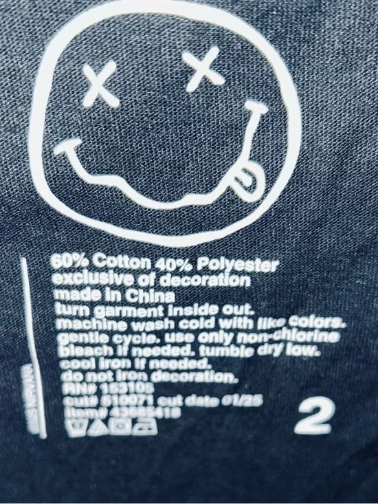 Nirvana Cotton Roll Sleeve Embroidered Tank size 2x - Picture 4 of 5